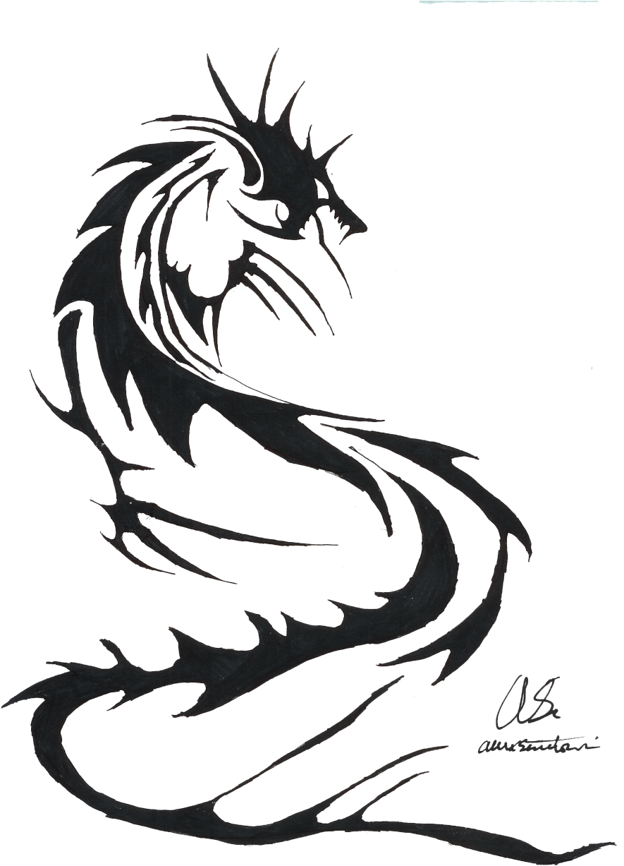 Abstract Dragon Tattoo Design PNG Image