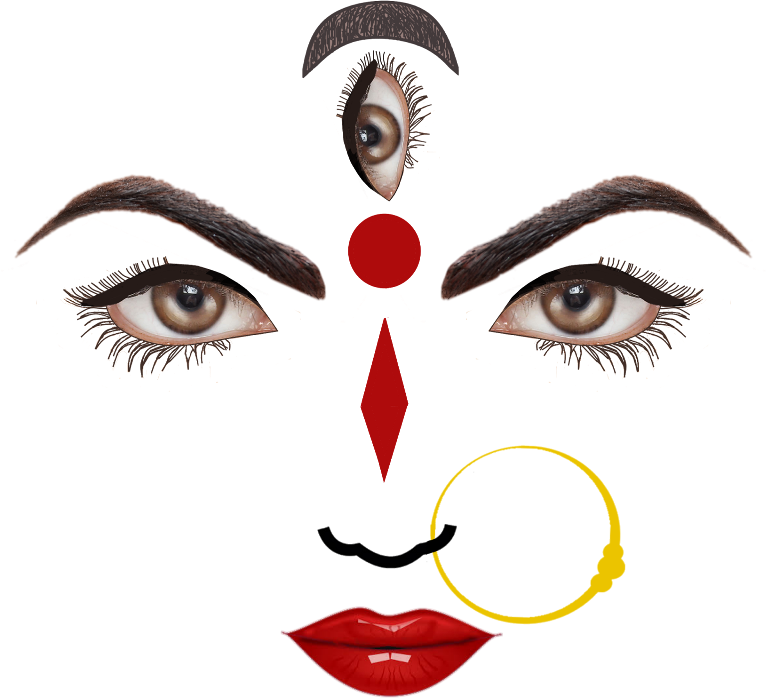 Abstract Durga Face Artwork PNG Image