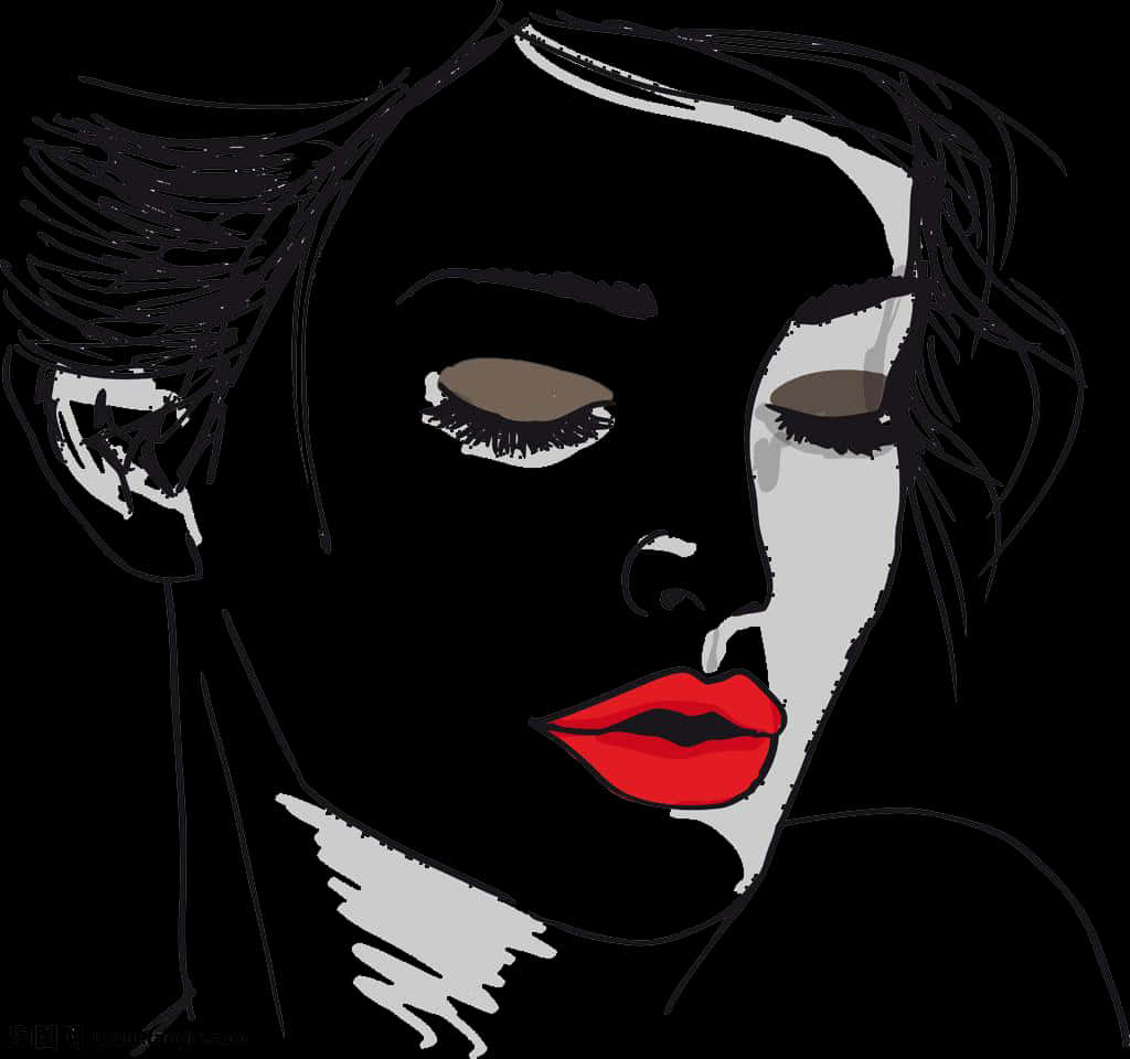 Abstract Female Face Art PNG Image