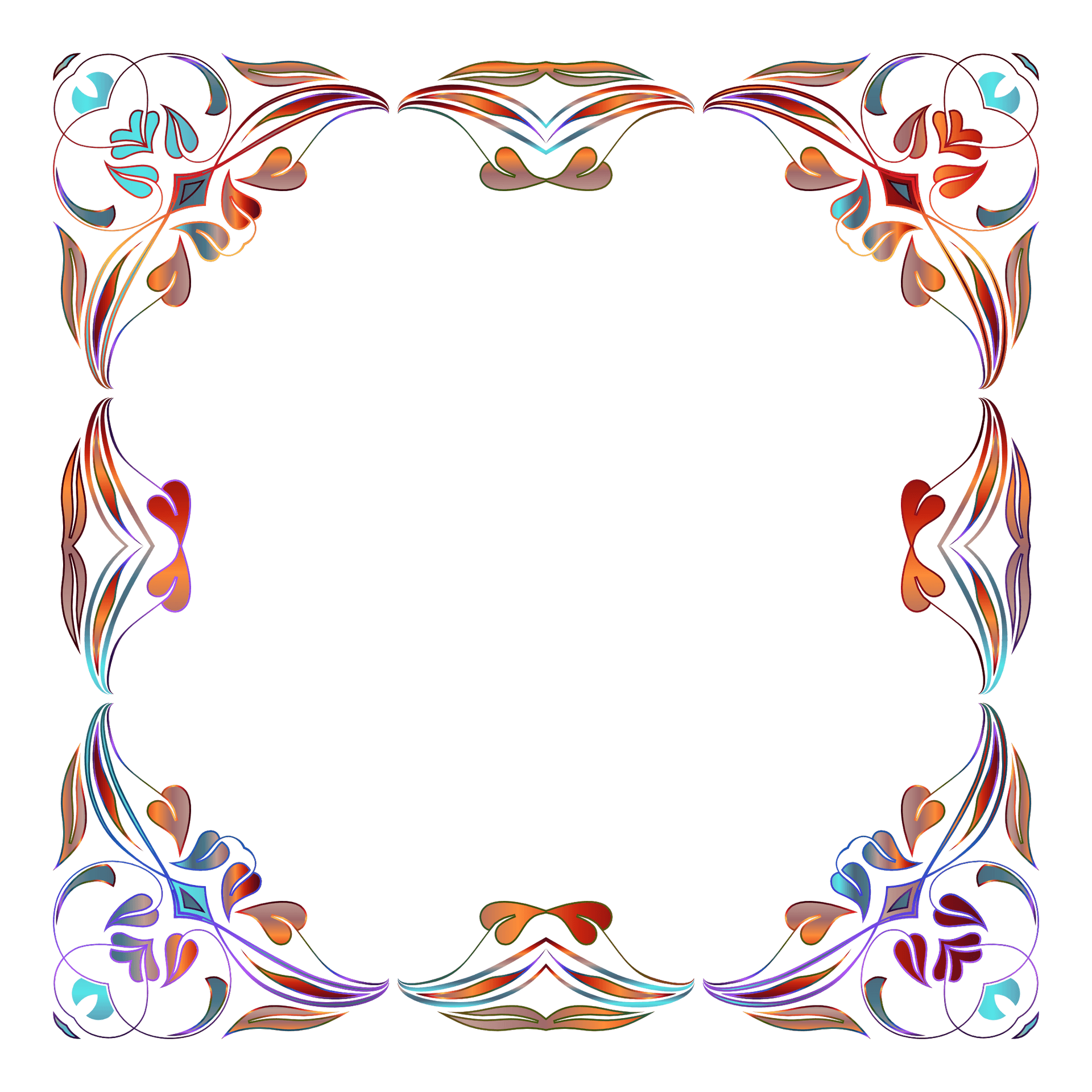 Abstract Floral Frame Design PNG Image