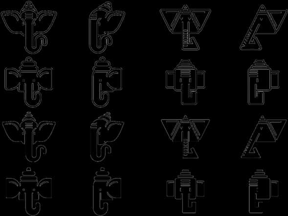 Abstract Ganpati Symbols Collection PNG Image