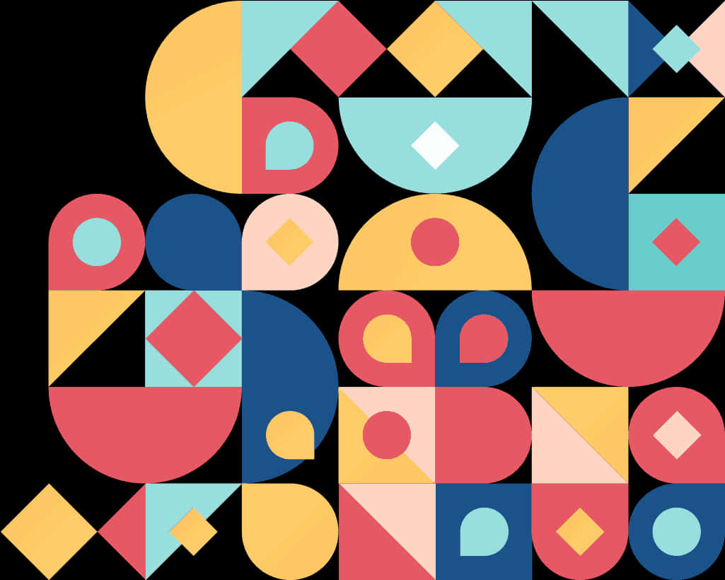 Abstract Geometric Shapes Composition PNG Image