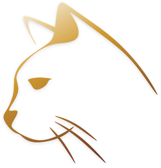 Abstract Golden Cat Logo PNG Image