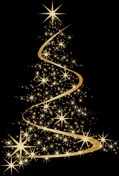 Abstract Golden Christmas Tree Design PNG Image