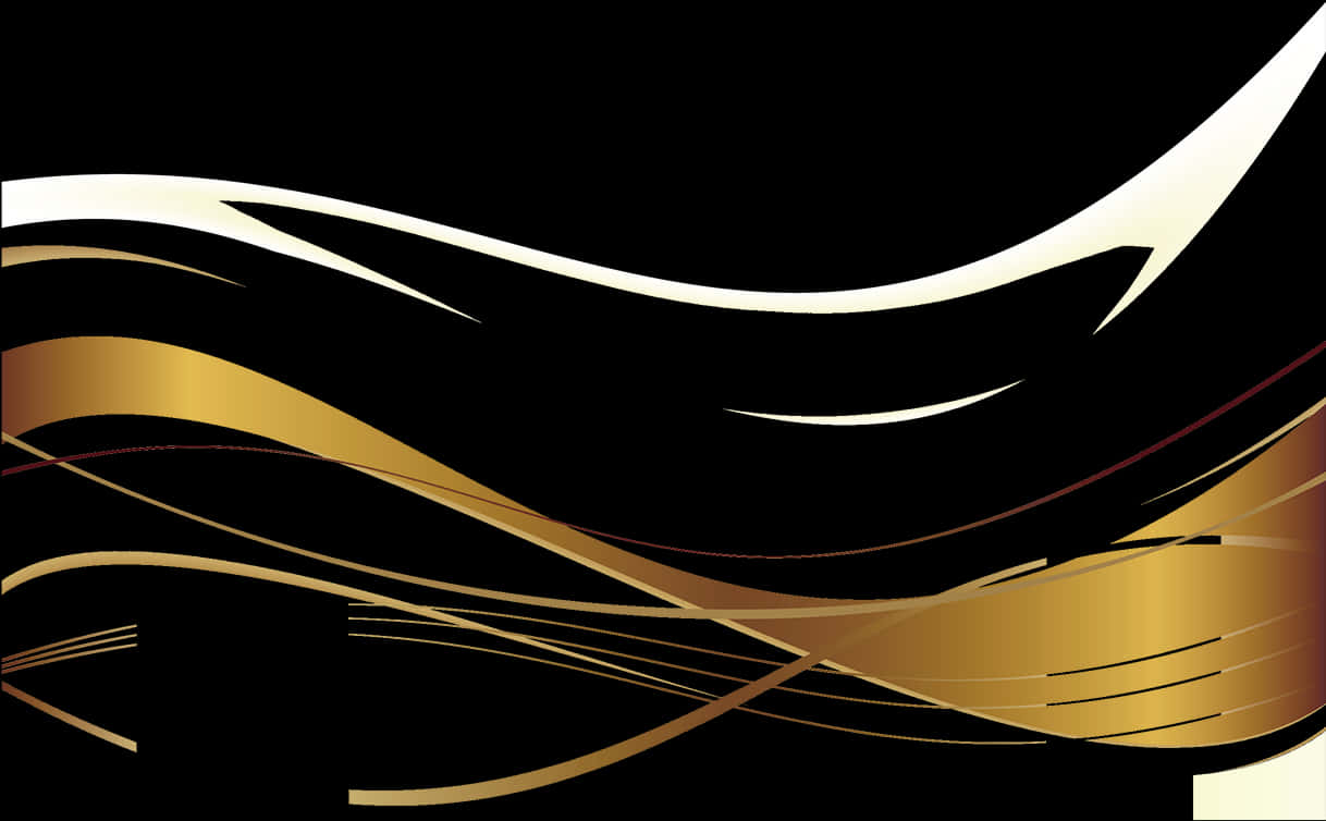 Abstract Golden Ribbon Design PNG Image