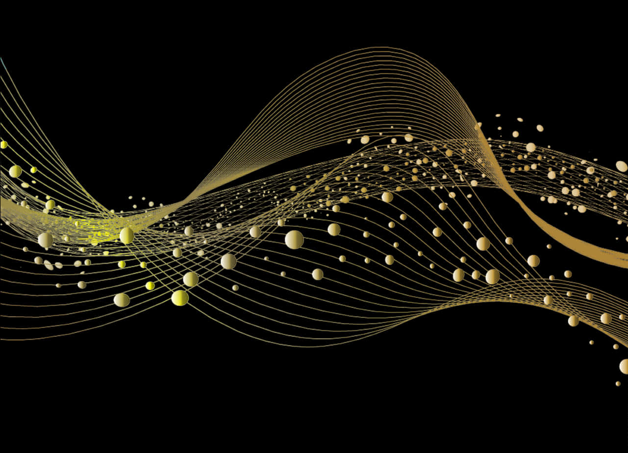 Abstract Golden Wavesand Particles PNG Image