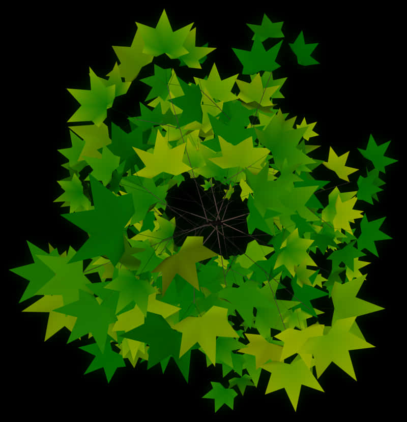 Abstract Green Leaves Sphere PNG Image