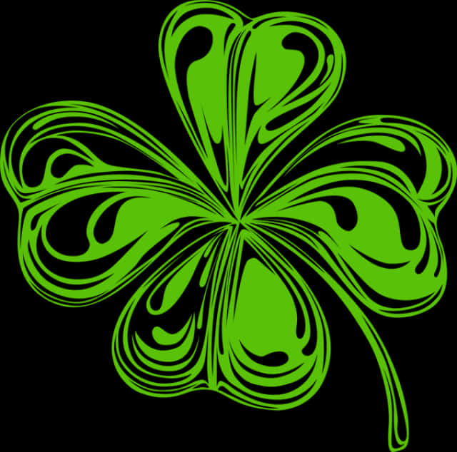 Abstract Green Shamrock Design PNG Image