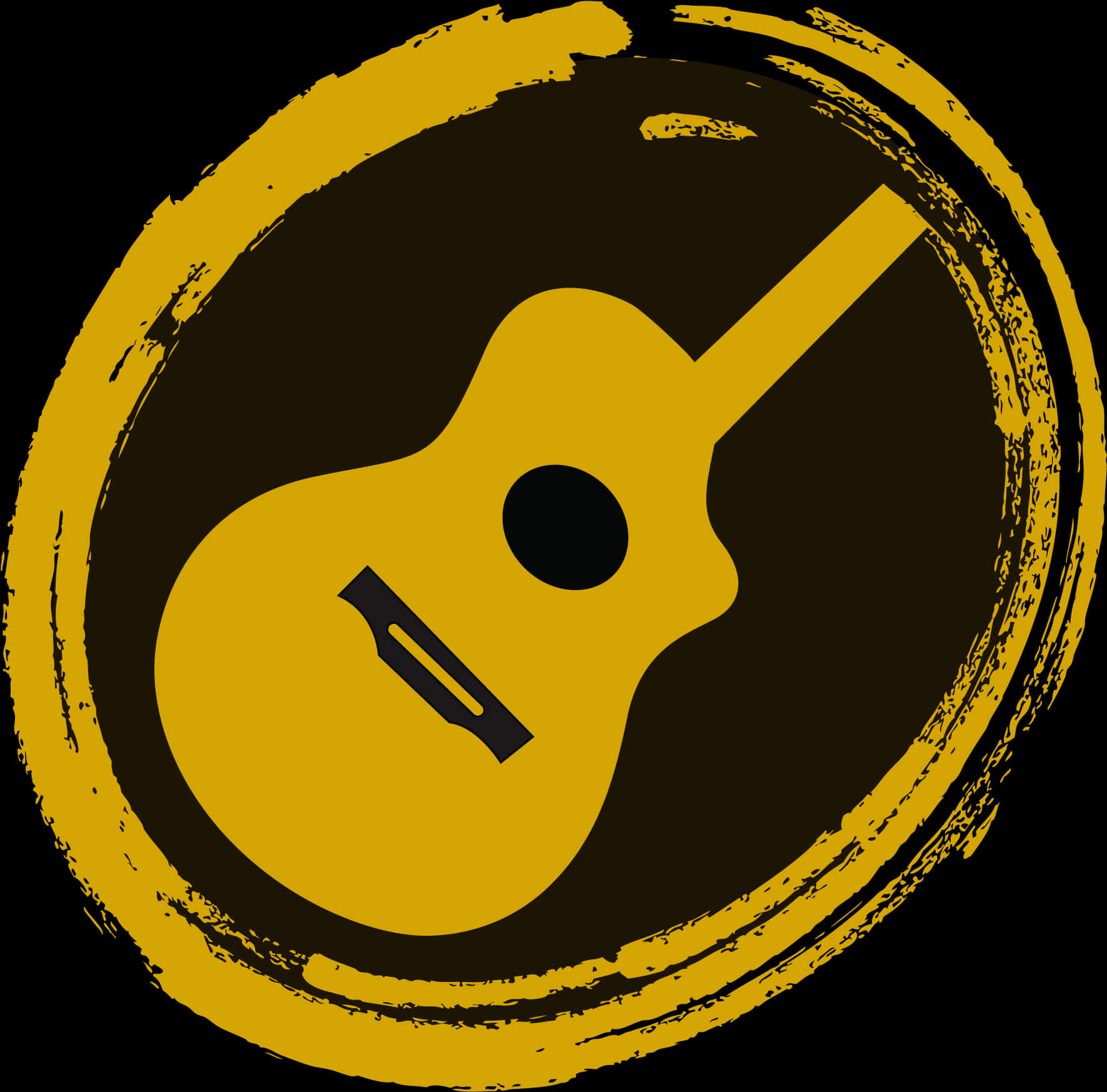 Abstract Guitar Icon Yellowand Black PNG Image