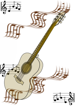 Abstract Guitarwith Musical Waves PNG Image