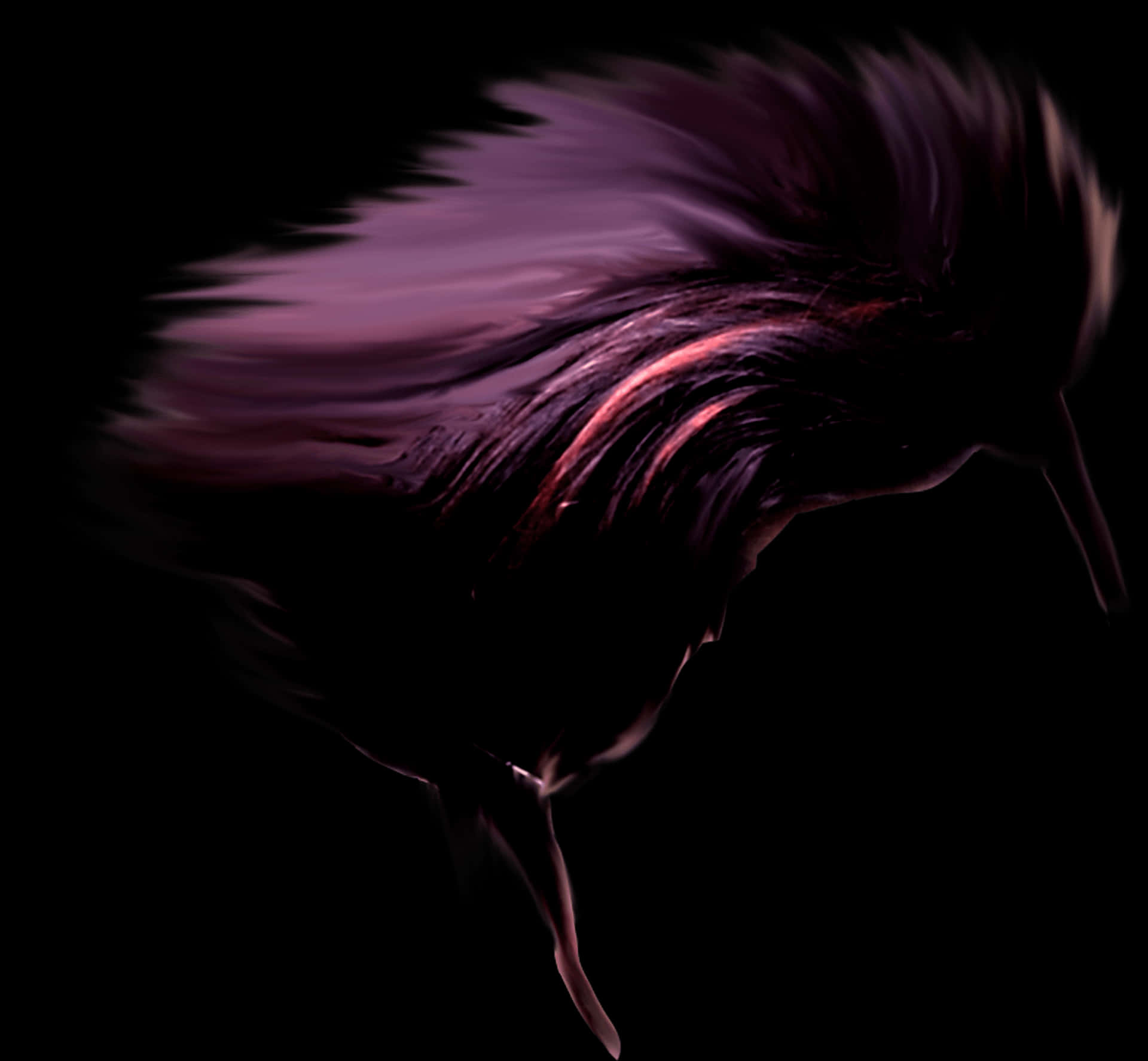 Abstract Hair Silhouette Dark Background PNG Image