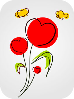 Abstract Heart Flowers Art PNG Image