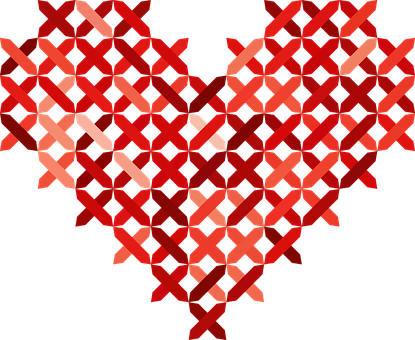 Abstract Heart Formedby Cross Patterns PNG Image