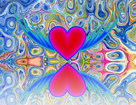 Abstract Heart Reflection Art PNG Image