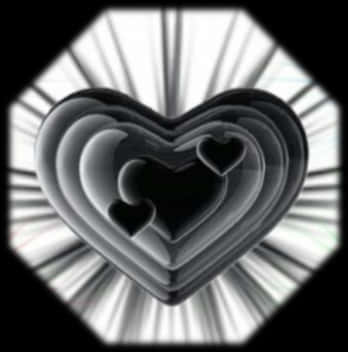 Abstract Heart Shapes Blackand White PNG Image