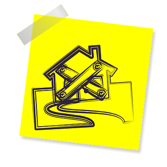 Abstract House Drawingon Yellow Sticky Note PNG Image