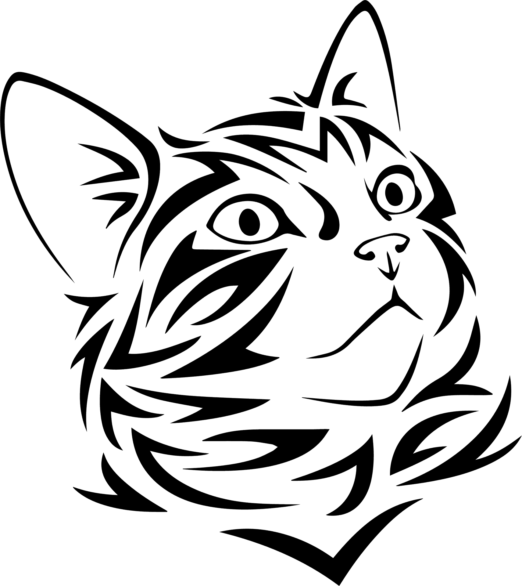 Abstract Kitten Outline PNG Image