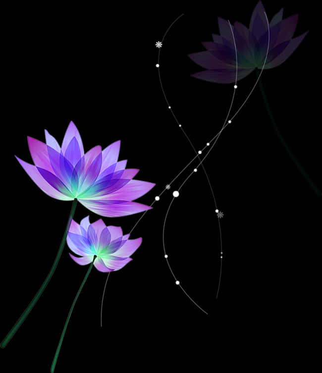 Abstract Lotus Flowers Artwork PNG Image