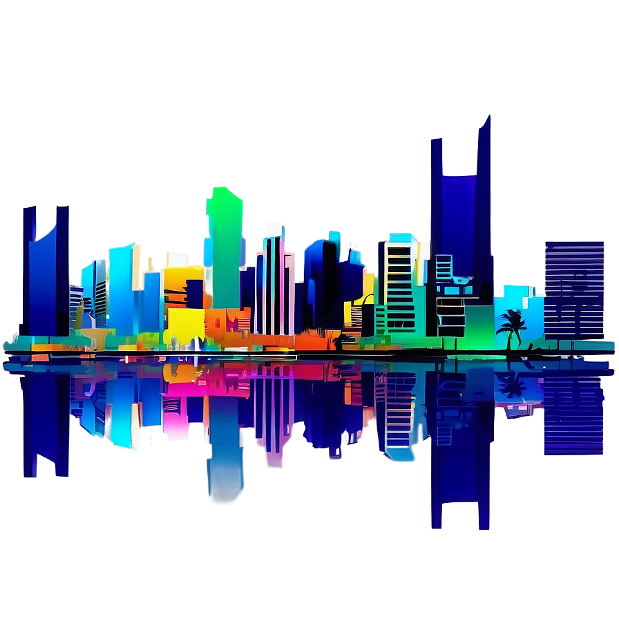 Abstract Miami Skyline Art Png Hqm37 PNG Image