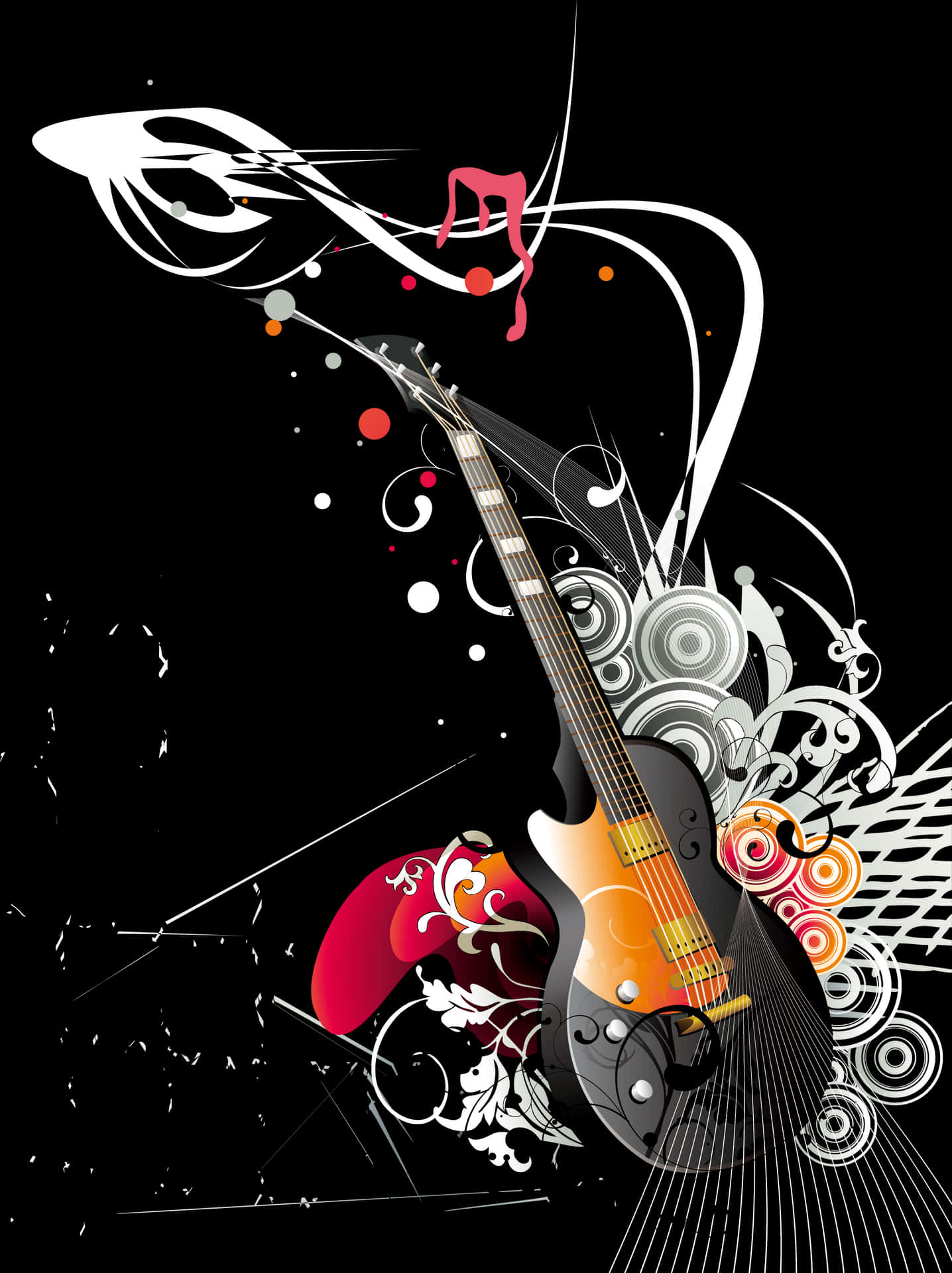 Abstract Musical Energy Guitar Art PNG Image