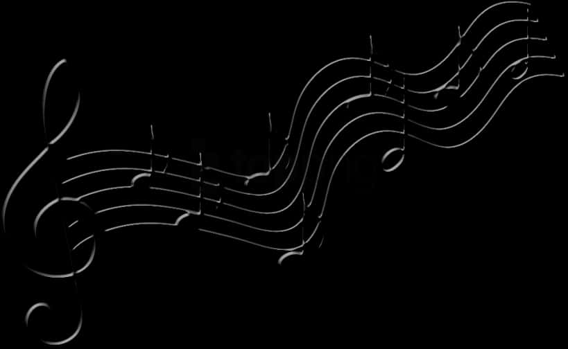 Abstract Musical Noteson Staff PNG Image