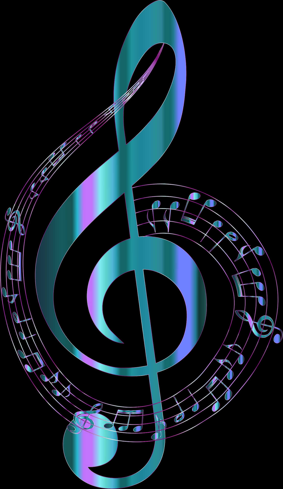 Abstract Musical Treble Clef PNG Image