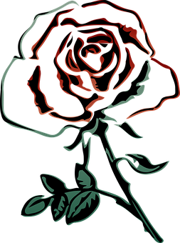 Abstract Neon Outline Rose Art PNG Image