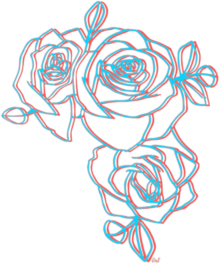 Abstract Neon Rose Sketch PNG Image