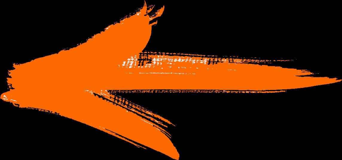 Abstract Orange Arrow Brushstroke PNG Image