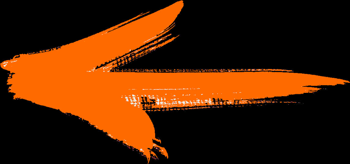 Abstract Orange Arrow Brushstroke PNG Image