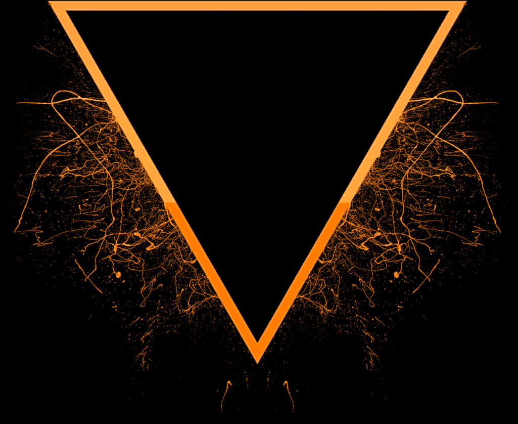 Abstract Orange Splatter Inverted Triangle Design PNG Image