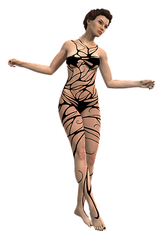 Abstract Patterned Bodysuit Woman PNG Image