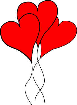 Abstract Red Hearts Design PNG Image