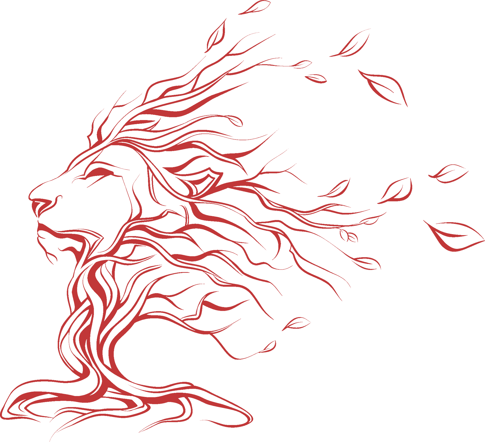 Abstract Red Lion Tattoo Design PNG Image