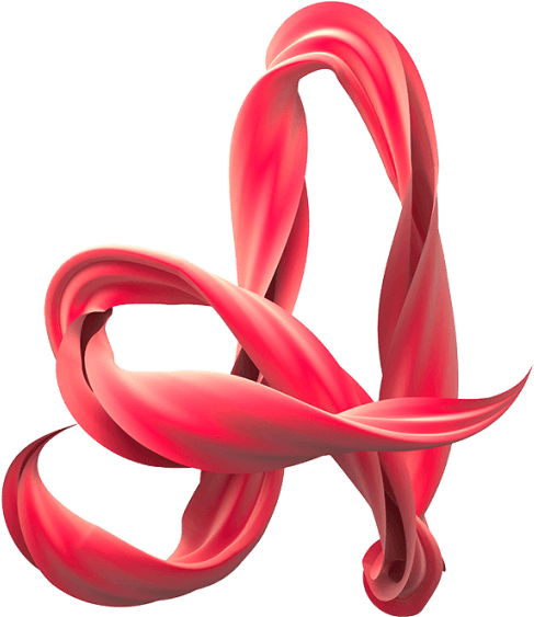 Abstract Red Ribbon Letter Art PNG Image