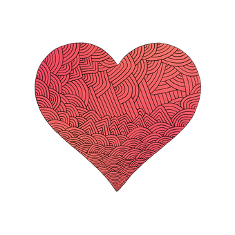 Abstract Red Wave Pattern Heart PNG Image