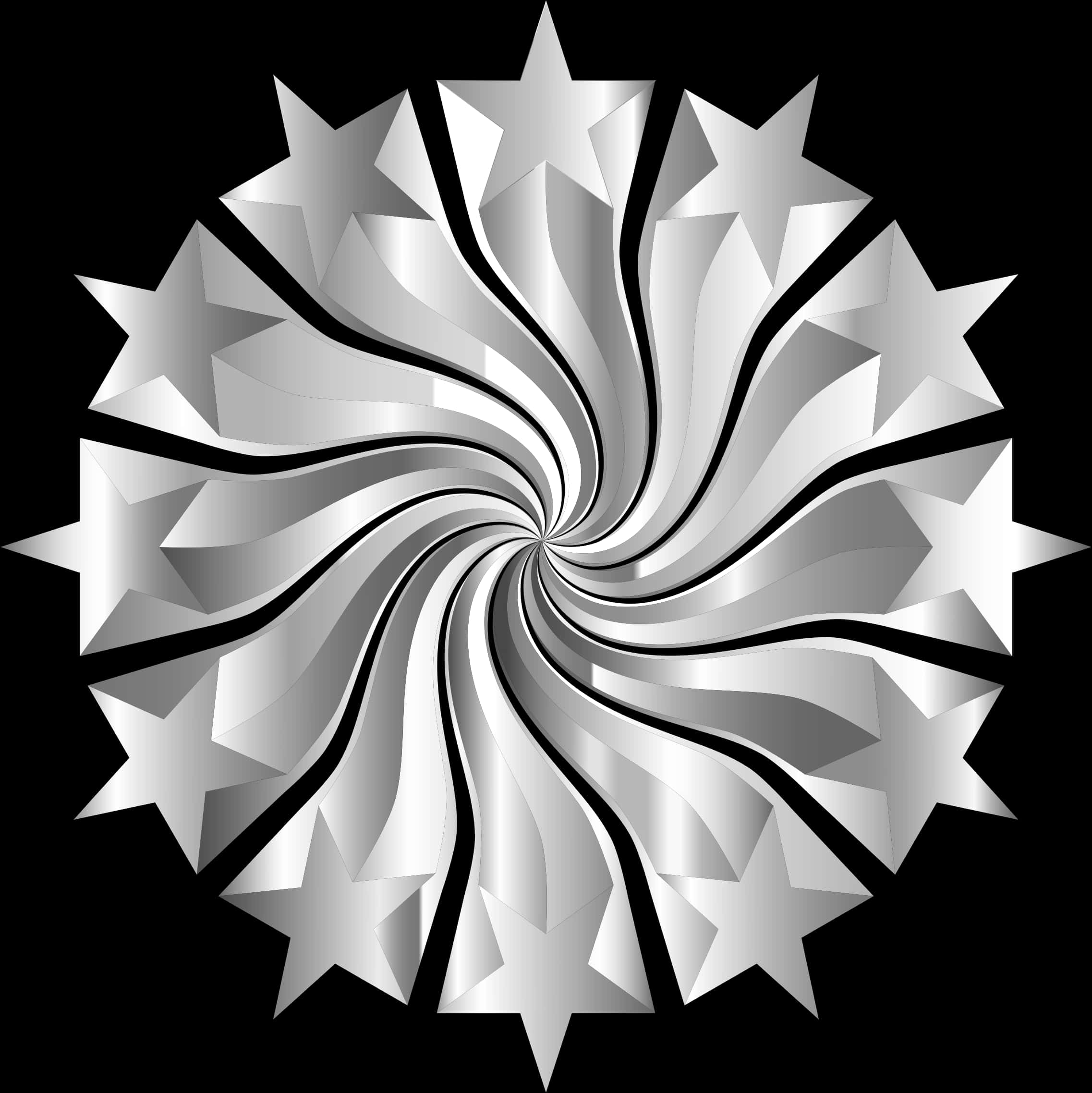 Abstract Starburst Blackand White PNG Image