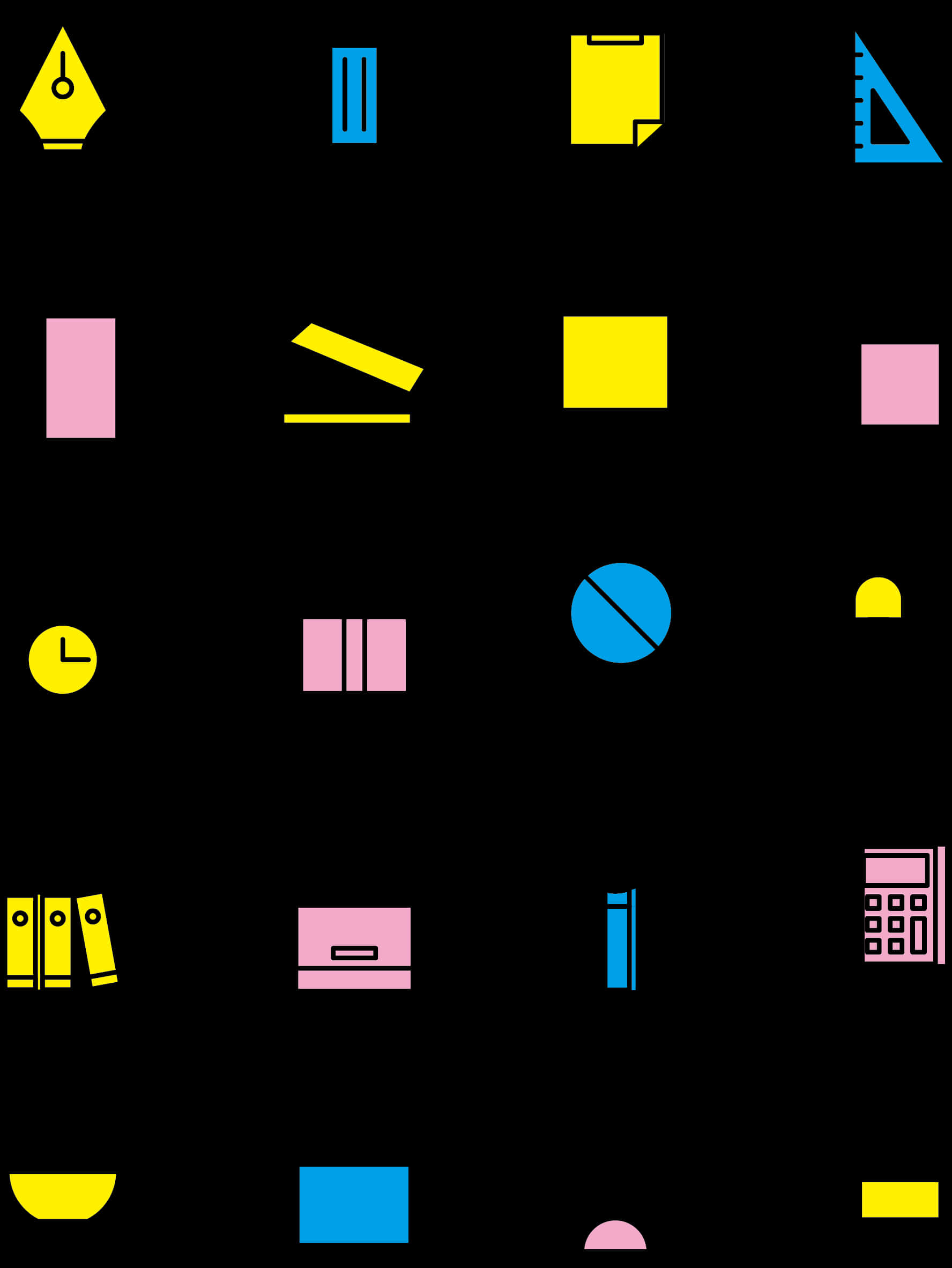 Abstract Stationery Icons Set PNG Image