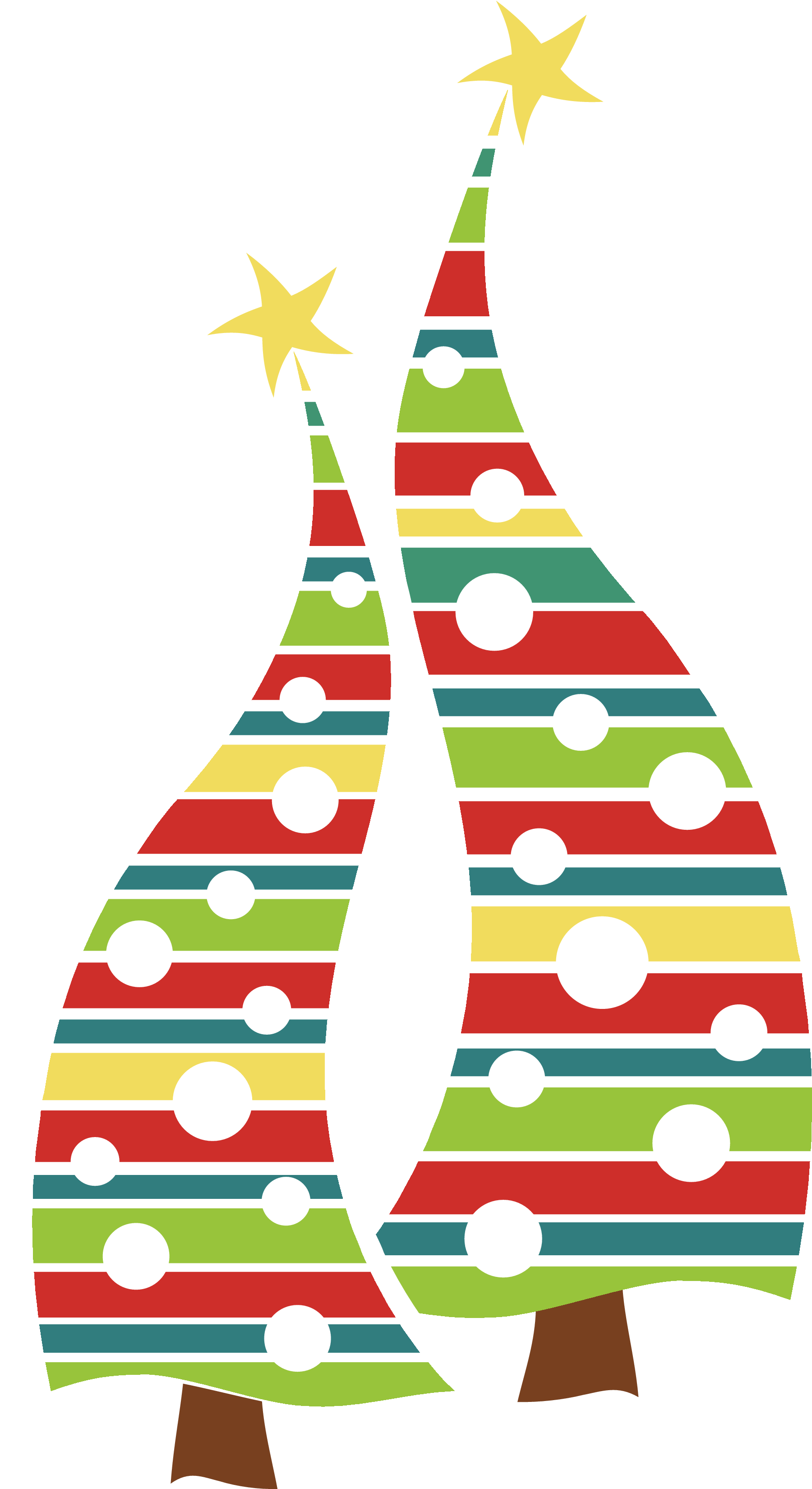 Abstract Striped Christmas Trees Clipart PNG Image