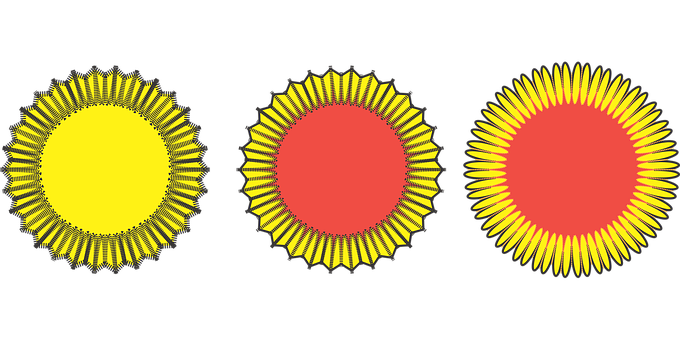 Abstract Sunburst Icons Triptych PNG Image