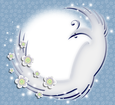 Abstract Swan Silhouette Floral Design PNG Image