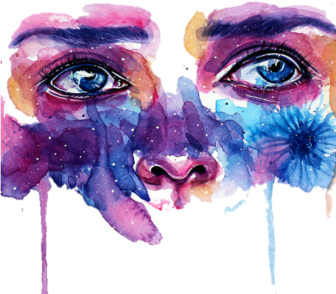 Abstract Watercolor Eyes Sticker PNG Image