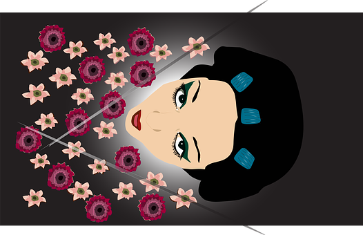 Abstract Womanwith Flowers PNG Image