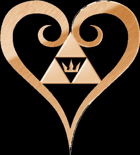 Abstract Wooden Heartand Crown Design PNG Image