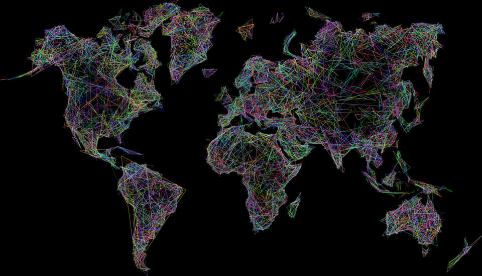 Abstract World Map Network Lines PNG Image