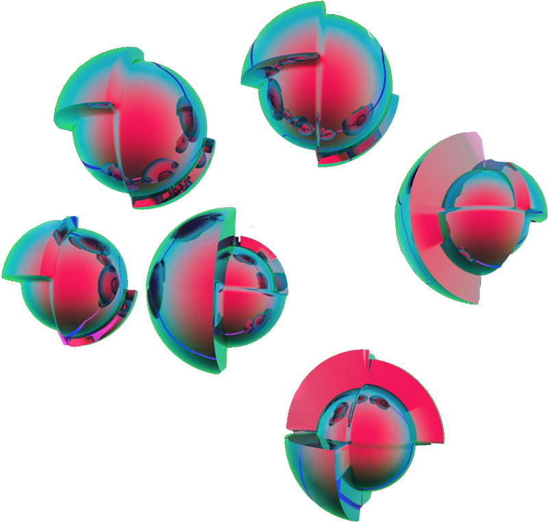 Abstract3 D Spheres Anaglyph Effect PNG Image