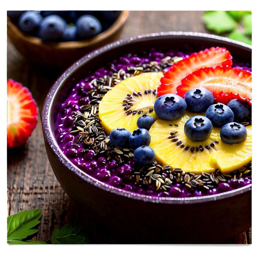 Acai Smoothie Bowl Decoration Png Suq PNG Image