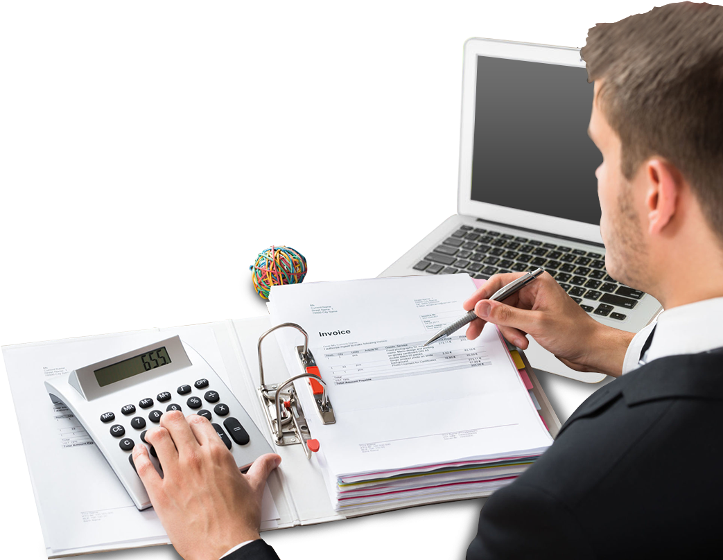 Accountant Reviewing Invoice PNG Image