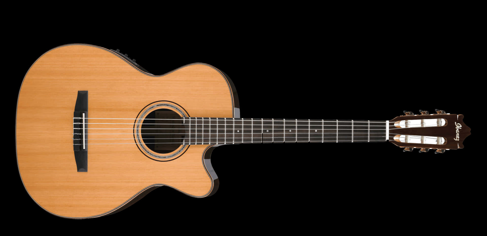 Acoustic Guitar Black Background PNG Image