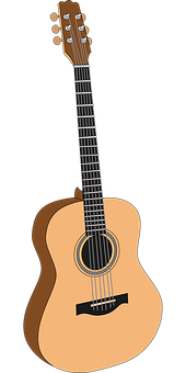 Acoustic Guitar Vector Illustration PNG Image